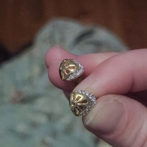 NWOT gold plated earrings with white CZ